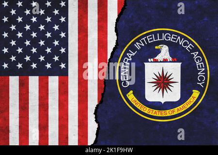 USA and Central Intelligence Agency (CIA) flag together. USA and CIA relations. Stock Photo
