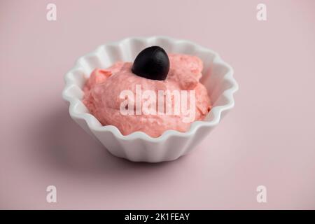 greek taramas spread on pink