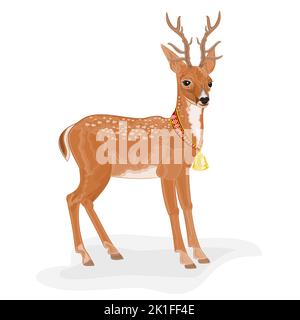 Christmas reindeer polar animal with  bell vector illustration Stock Vector