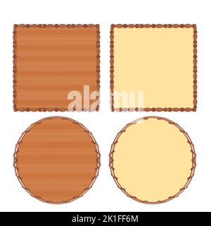Frame circle and square wood and wicker vector vintage vector illustration Stock Vector