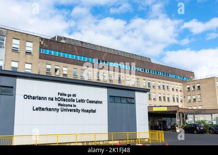 Frontage exterior of Letterkenny University Hospital (LUH) an acute general and maternity Hospital, County Donegal, Ireland Stock Photo