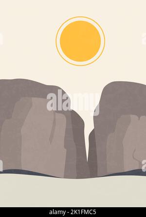 Grand Canyon Arizona illustration textured poster. Suitable for Print Art, Poster. Flat Cartoon Vector Illustration in Colored Style. Stock Vector