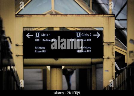 A sign at the entrance to the Essen Savignystr ETEC subway station in Essen, Germany Stock Photo
