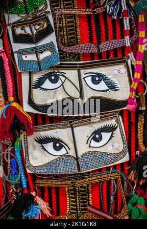 Traditional face mask (Battoulah) on sale, Muttrah Souq, Oman Stock ...