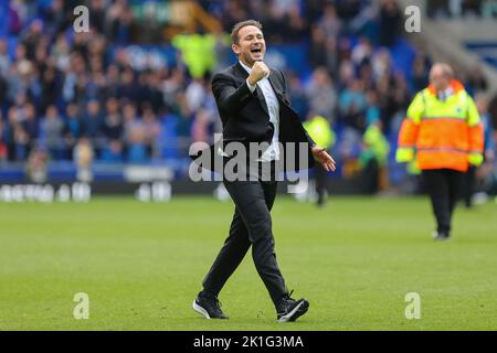 Liverpool, UK. 18th Sep, 2022. Frank Lampard for Everton celebrates during the Premier League match between Everton and West Ham United at Goodison Park, Liverpool, England on 18 September 2022. Photo by Ben Wright. Editorial use only, license required for commercial use. No use in betting, games or a single club/league/player publications. Credit: UK Sports Pics Ltd/Alamy Live News Stock Photo