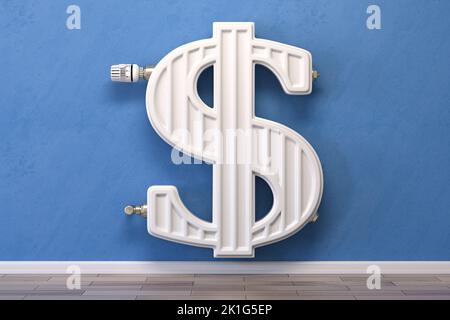 Heating Radiator Sign Heating radiator in form of dollar sign. Energy crisis, energy ...
