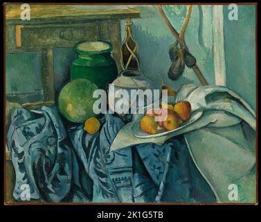 Still Life with a Ginger Jar and Eggplants. Paul Cézanne.1893–94 Stock Photo
