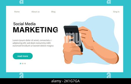 Landing page template of Social media marketing. Modern flat design concept of web page design for website and mobile website. Easy to edit and customize. Vector illustration Stock Vector