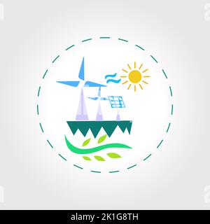 Wind energy vector illustration. Green alternative power in vector concept, evolution of renewable energy concept of greening of the world Stock Vector
