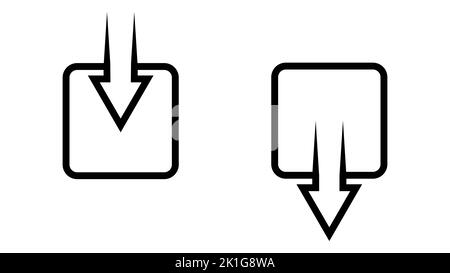 Icon output input, outline logo, arrow submit save data button Stock Vector