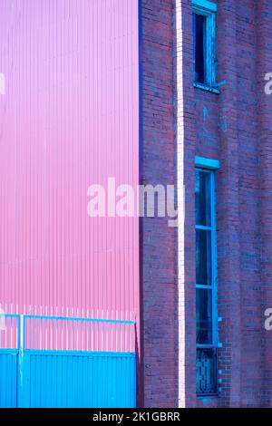 A textured background with light pink and light blue wall Stock Photo