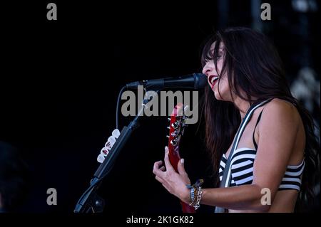 Chicago, USA. 18th Sep, 2022. Bombpops perform at Riot Fest in Douglas Park on Sunday September 18, 2022 in Chicago, IL. (Photo by Christopher Dilts/Sipa USA) Credit: Sipa USA/Alamy Live News Stock Photo