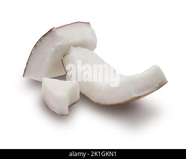 Coconut pieces isolated on white background Stock Photo