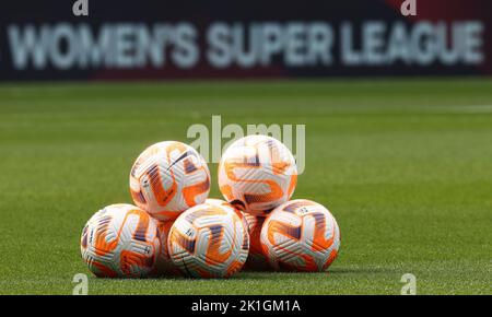 Leicester, UK. 18th September 2022.  Nike Footballs before the The FA Women's Super League match at the King Power Stadium, Leicester. Picture credit should read: Darren Staples / Sportimage Credit: Sportimage/Alamy Live News
