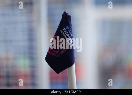 Leicester, UK. 18th September 2022.   A corner flag before the The FA Women's Super League match at the King Power Stadium, Leicester. Picture credit should read: Darren Staples / Sportimage Credit: Sportimage/Alamy Live News