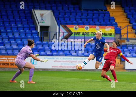 Bethany England #9 of Chelsea Women misses the cross in the dying seconds during the The Fa Women's Super League match Liverpool Women vs Chelsea Women at Prenton Park, Birkenhead, United Kingdom, 18th September 2022  (Photo by Phil Bryan/News Images) Stock Photo