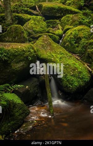 Waterfall of St. Wolfgang near Vyssi Brod town in south Bohemia near Austria border Stock Photo