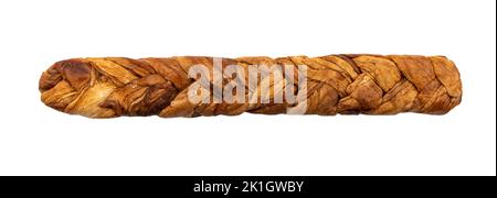 Dried melon in the shape of a pigtail on a white background. Dried melon fruit isolate Stock Photo