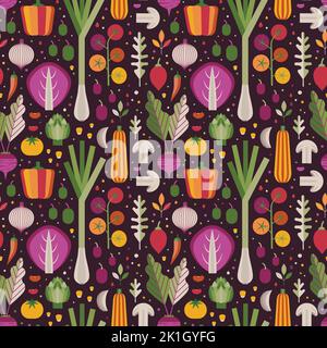 Fresh Vegetables Eco Healthy Food Pattern Stock Vector