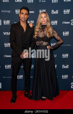 Al Mukadam and Ashley Bryant (R) attend the "Nightalk" Premiere during ...
