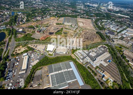 Aerial view, construction area Stadtquartier Essen 51, Helenenstraße, on the site of the former coal mine Vereinigte Helene-Amalie, Duisport Packing L Stock Photo