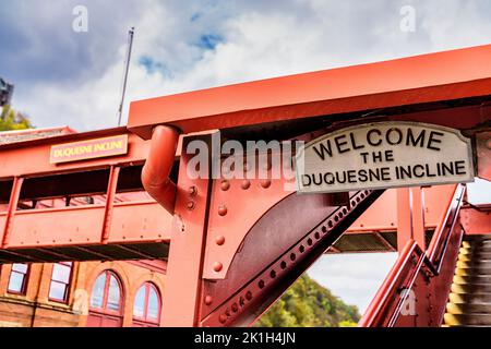 The Lower Station of the historic Duquesne Incline in Pittsburgh, Pennsylvania. Stock Photo