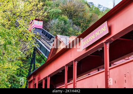 The Lower Station of the historic Duquesne Incline in Pittsburgh, Pennsylvania. Stock Photo