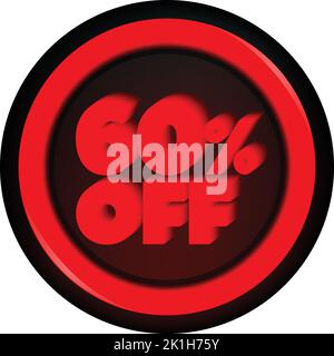 TAG 60 PERCENT DISCOUNT BUTTON BLACK FRIDAY PROMOTION FOR BIG SALES Stock Vector