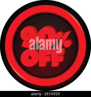 TAG 90 PERCENT DISCOUNT BUTTON BLACK FRIDAY PROMOTION FOR BIG SALES Stock Vector