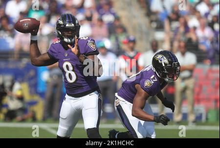 Baltimore, USA. 18th Sep, 2022. Miami Dolphins wide receiver Tyreek Hill  (10) is tackled by Baltimore Ravens safety Chuck Clark (36) during the  second half at M&T Bank Stadium in Baltimore, Maryland