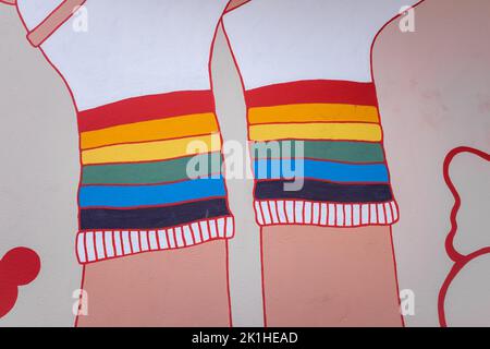 Urban illustration with rainbow colors in stripes, for a lgt background. Stock Photo