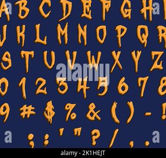 Halloween party letter effect alphabet design Stock Vector