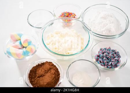 Unicorn hot chocolate mix Stock Photo