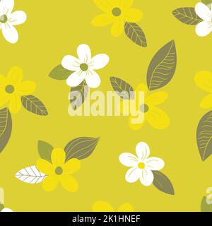 Seamless floral pattern based on traditional folk art ornaments. Art flowers on color background. Scandinavian style. Sweden nordic style. Vector Stock Vector