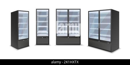 Drinks fridge side front view Stock Vector