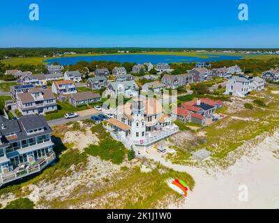 Sea Gull Beach Lighthouse aerial view at Great Island next to Seagull ...