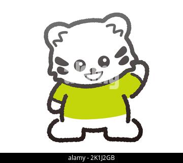 A Cute Cartoonish Cat With Happy Facial Expression. Vector Illustration Isolated On A White Background. Stock Vector