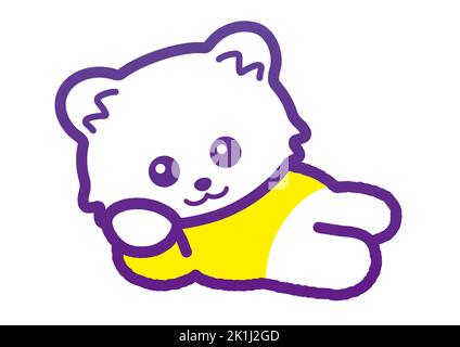 A Cute Cartoonish Cat With Relaxed Facial Expression. Vector Illustration Isolated On A White Background. Stock Vector