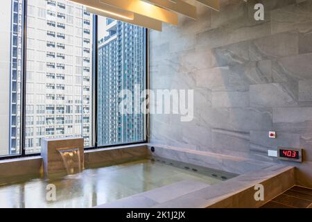 Sauna Spa Onsen in Hotel. Japanese Hot Springs Spa Onsen Bath in the Condominium or Hotel. Stock Photo