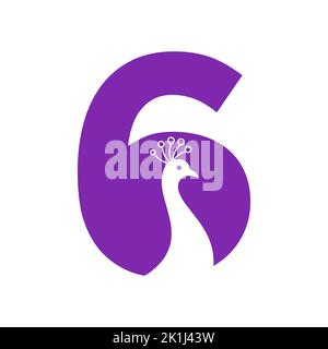 Letter 6 Beautiful Peacock Logo Template Vector Template Colorful Logotype Stock Vector