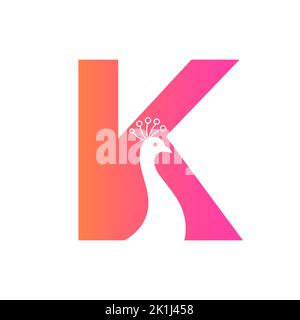 Letter K Beautiful Peacock Logo Template Vector Template Colorful Logotype Stock Vector