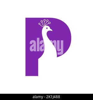 Letter P Beautiful Peacock Logo Template Vector Template Colorful Logotype Stock Vector