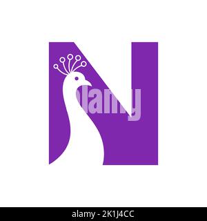 Letter N Beautiful Peacock Logo Template Vector Template Colorful Logotype Stock Vector