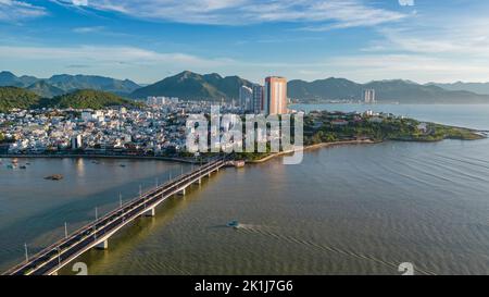 September 4, 2022: Tran Phu Bridge, the largest bridge in Nha Trang City, Khanh Hoa Province, Vietnam Stock Photo