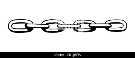 Chain as symbol of unity and cooperation. Sketch of metal chains. Vector illustration isolated in white background Stock Vector