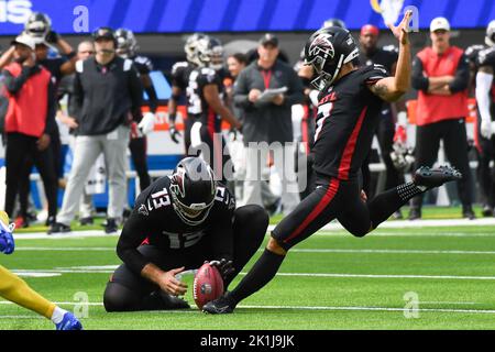 Los Angeles Rams kicker Matt Gay (8) during an NFL football game against  the Seattle Seahawks, Thursday, Oct. 7, 2021, in Seattle. The Los Angeles  Rams won 26-17. (AP Photo/Ben VanHouten Stock Photo - Alamy