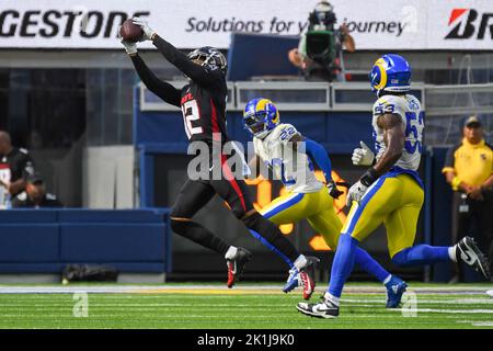 Atlanta Falcons wide receiver KhaDarel Hodge (12) works during the