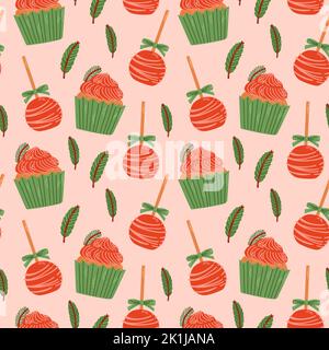 Christmas sweets pattern simple flat design vector Stock Vector