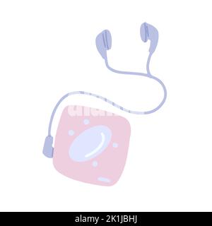 Hand-drawn cute isolated clipart illustration of y2k old cd player Stock Vector