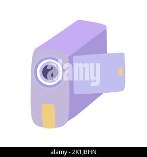 Hand-drawn cute isolated clipart illustration of y2k old digital video camera Stock Vector